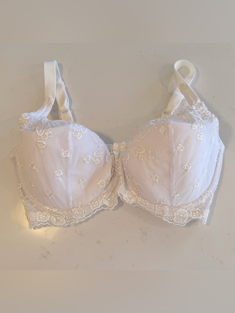 Bali White Floral Lace Underwire Push Up Bra - Style 3460